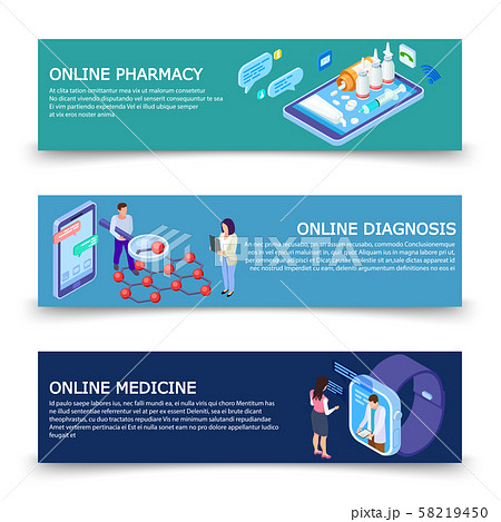 Online medicine services banners vector template with isometric concept 58219450