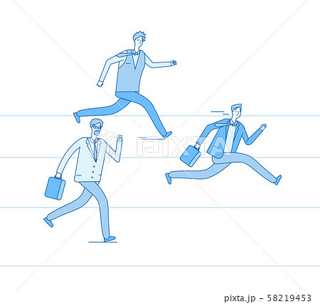Running businessmen. Jogging people run track race winning team. Leadership achievement teamwork 58219453