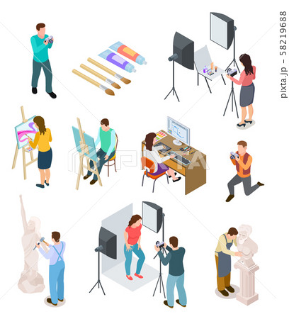 Isometric artist. Art studio artistic photo sculpture artists sculptor painting working picture 58219688