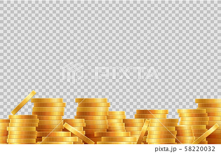 Stacks of coins vector. Lot golden coins isolated on transparent background Stacks of coins vector. Lot golden coins isolated on transparent background 58220032