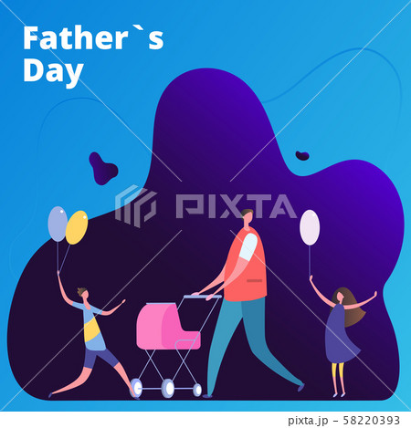 Fathers Day vector illustration with man and kids Fathers Day vector illustration with man and kids 58220393