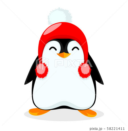 Cute little penguin wearing cute warm hat - Stock Illustration [58221411] -  PIXTA
