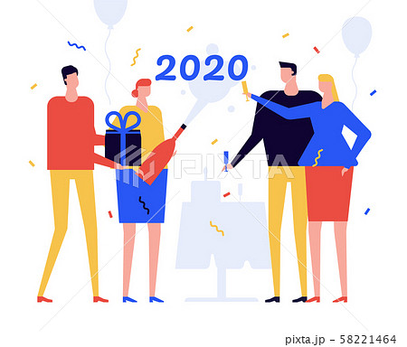 New Year 2020 celebration flat design style illustration New Year 2020 celebration flat design style illustration 58221464