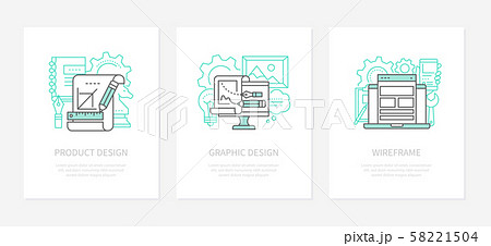 Product design, creativity concept linear icons set 58221504