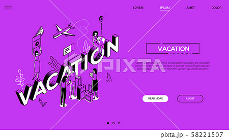 Vacation trip - line design style isometric web banner 58221507