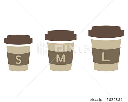 テイクアウトカフェ 3種類のサイズsmlのイラスト素材