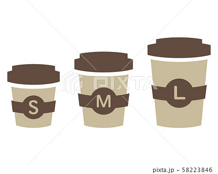 テイクアウトカフェ 3種類のサイズsmlのイラスト素材