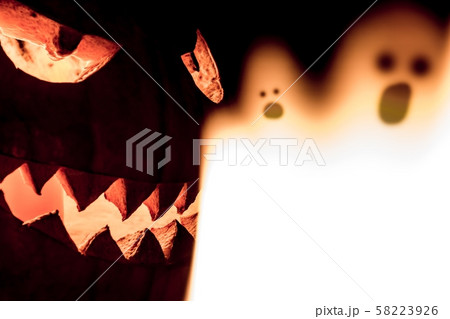 Spooky halloween pumpkin scary mystery fire ghosts 58223926