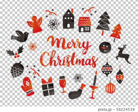 Watercolor Christmas parts and title 58224539