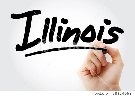 Hand writing Illinois with marker 58224668
