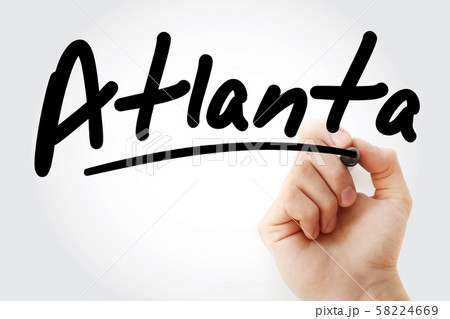 Hand writing Atlanta with marker 58224669