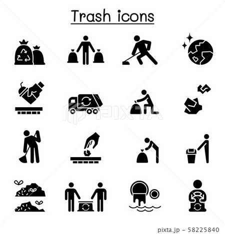 Trash, garbage, rubbish, dump, refuse icon set Trash, garbage, rubbish, dump, refuse icon set 58225840