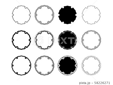 雪輪文様 和柄 イラスト セット 黒 58226271