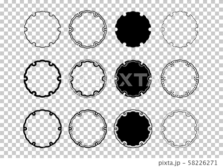 雪輪文様 和柄 イラスト セット 黒のイラスト素材