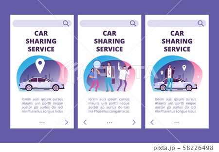 Car sharing service mobile app pages vector template Car sharing service mobile app pages vector template 58226498