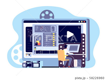 Video editor concept. Multimedia content production and footage editing. Making web page shoot 58226960