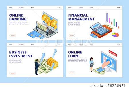 Financial landing page. Business and finance vector banners template, online banking, financial Financial landing page. Business and finance vector banners template, online banking, financial 58226971