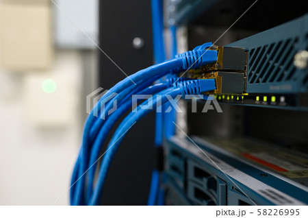 Network device front panel with utp cablesの写真素材 [58226995] - PIXTA