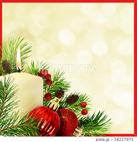 Christmas corner composition with pine twigs, 58227975