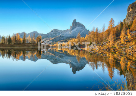 Wonderfull autumn view of  Lake Federa in 58228055