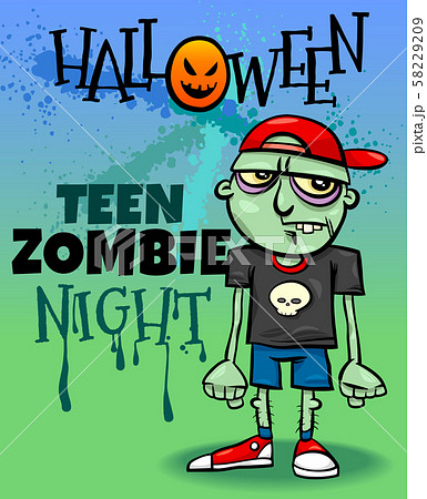 Halloween holiday cartoon design with zombie 58229209