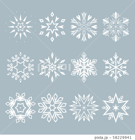 Snowflakes icon collection. Graphic modern blue Snowflakes icon collection. Graphic modern blue 58229941