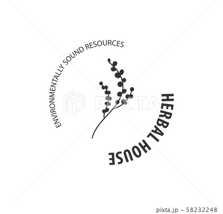 Botanical logo outline drawing vector in set 58232248