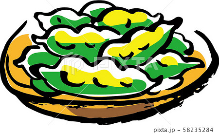 枝豆手描き筆タッチイラストカラーのイラスト素材