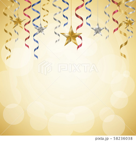 Celebration streamer golden background 58236038