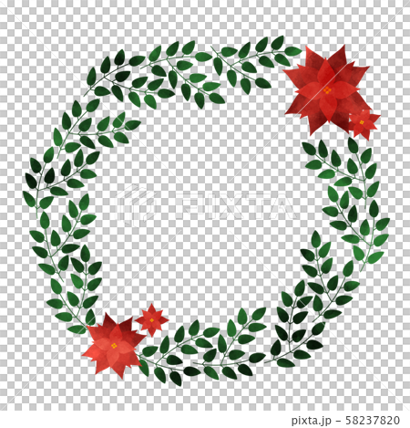 クリスマス 飾り枠 リース ポインセチアのイラスト素材 5370
