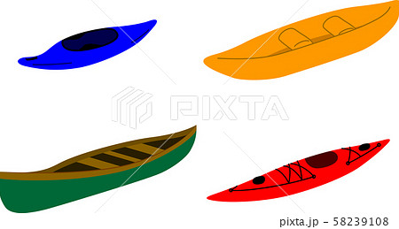 カヌーとカヤックのイラスト4種セットのイラスト素材 [58239108] - PIXTA