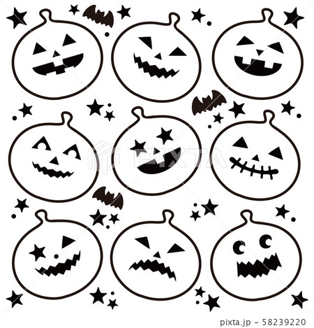 ハロウィン かぼちゃ 顔 セットのイラスト素材 5392