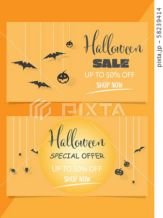 Halloween Sale special offer banner for holiday shopping, Promotion template design. Vector illustration. Halloween Sale special offer banner for holiday shopping, Promotion template design. Vector illustration. 58239414