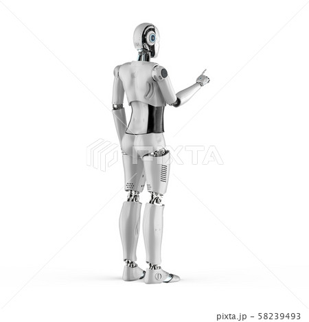 Female cyborg or robot finger point Female cyborg or robot finger point 58239493