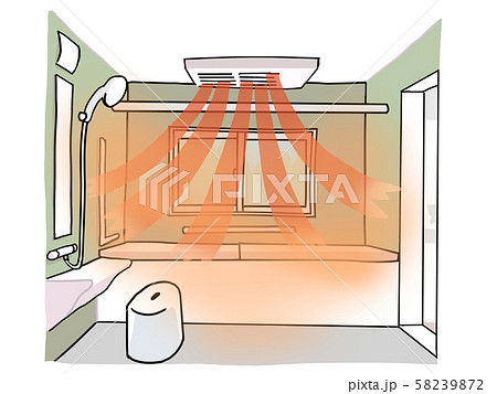 天井に換気乾燥暖房機がついているお風呂のイラスト素材