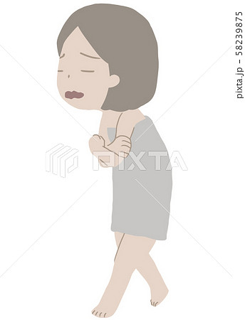 面倒そうにお風呂に入る女性のイラスト素材