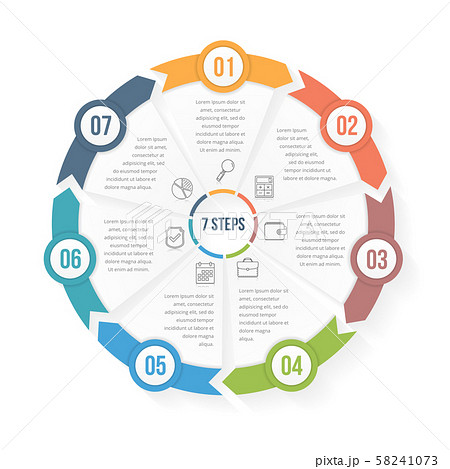 Circle Infographic Template With Seven Elementsのイラスト素材