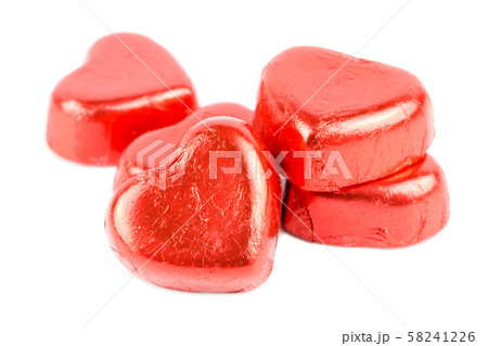 chocolate candy red heart isolated on white background. chocolate candy red heart isolated on white background. 58241226