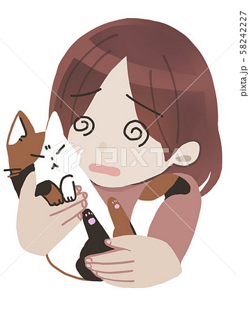 猫と女性困った 58242227