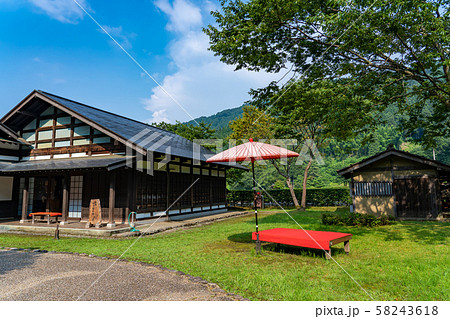 福井県　一乗谷朝倉氏遺跡　町並みと復元建物　休憩所 58243618