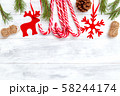 Christmas composition. Christmas decoration on wooden background. Copy space 58244174