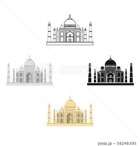 Taj Mahal icon in cartoon,black style isolated on white background. India symbol stock vector 58246395