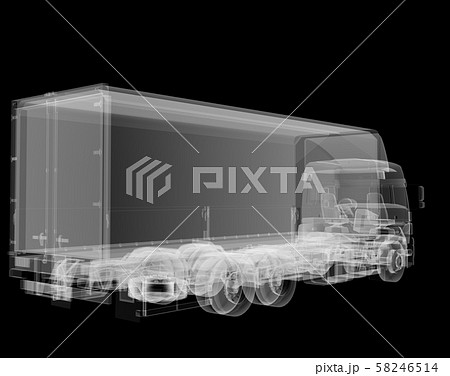 Truck x-ray on black backgroundのイラスト素材 [58246514] - PIXTA