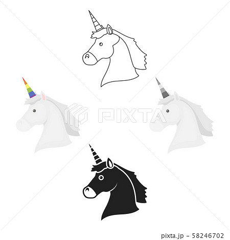 Unicorn icon cartoon,black. Single gay icon from the big minority, homosexual cartoon,black. 58246702