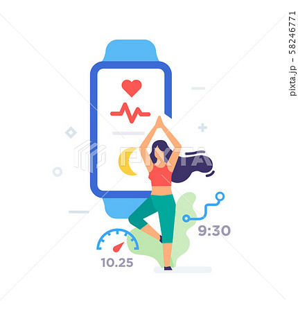 Girl doing yoga smart bracelet icon, illustration Girl doing yoga smart bracelet icon, illustration 58246771