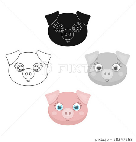 Pig muzzle icon in cartoon,black style isolated on white background. Animal muzzle symbol stock 58247268
