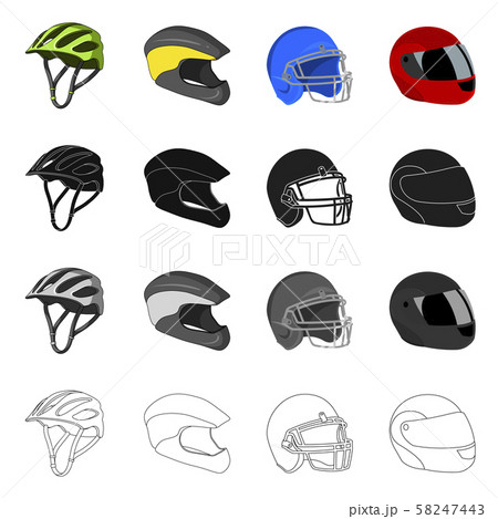 Vector illustration of helmet and sport symbol. Collection of helmet and moto vector icon for stock. 58247443