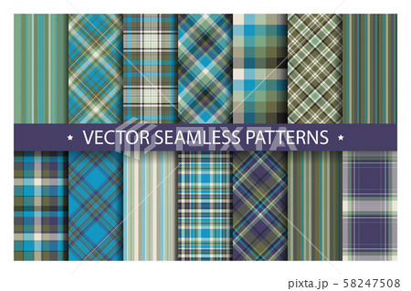 Set plaid pattern seamless. Tartan patterns fabric 58247508