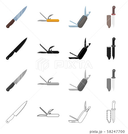 Vector design of knife and cut icon. Collection of knife and flat stock symbol for web. Vector design of knife and cut icon. Collection of knife and flat stock symbol for web. 58247700