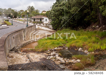 River and a house in the nature, Furnas, Azores 58248406